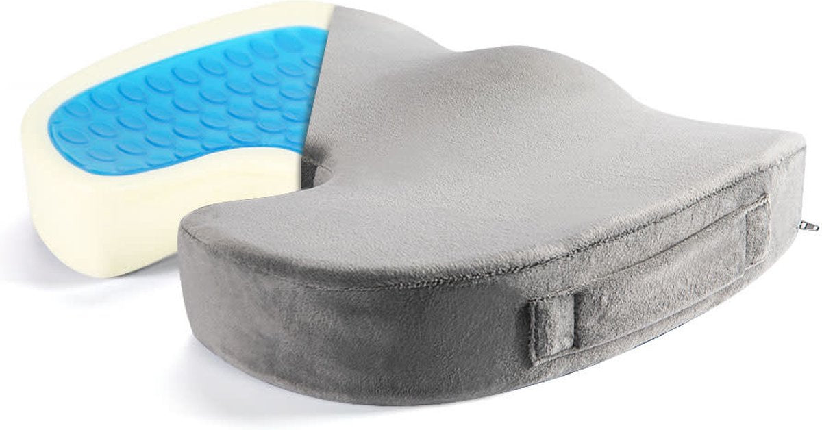 Orthopedic Coccyx Seat Cushion, Gel & Memory Foam Seat Pillow, Relieves Back, Sciatica And Tailbone Pain