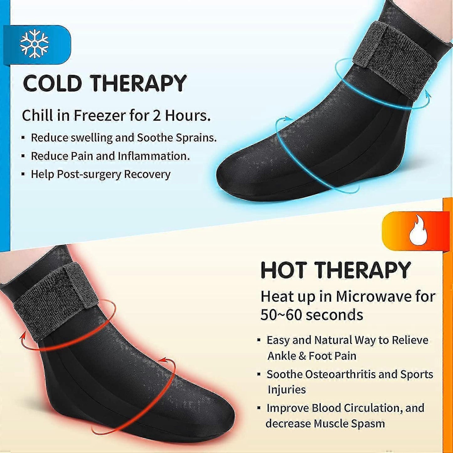 Reusable Gel Cold Therapy Sock For Hot & Cold Therapy, Ankle Foot Ice Pack Wrap For Injuries, Instant Pain Relief For Achilles
