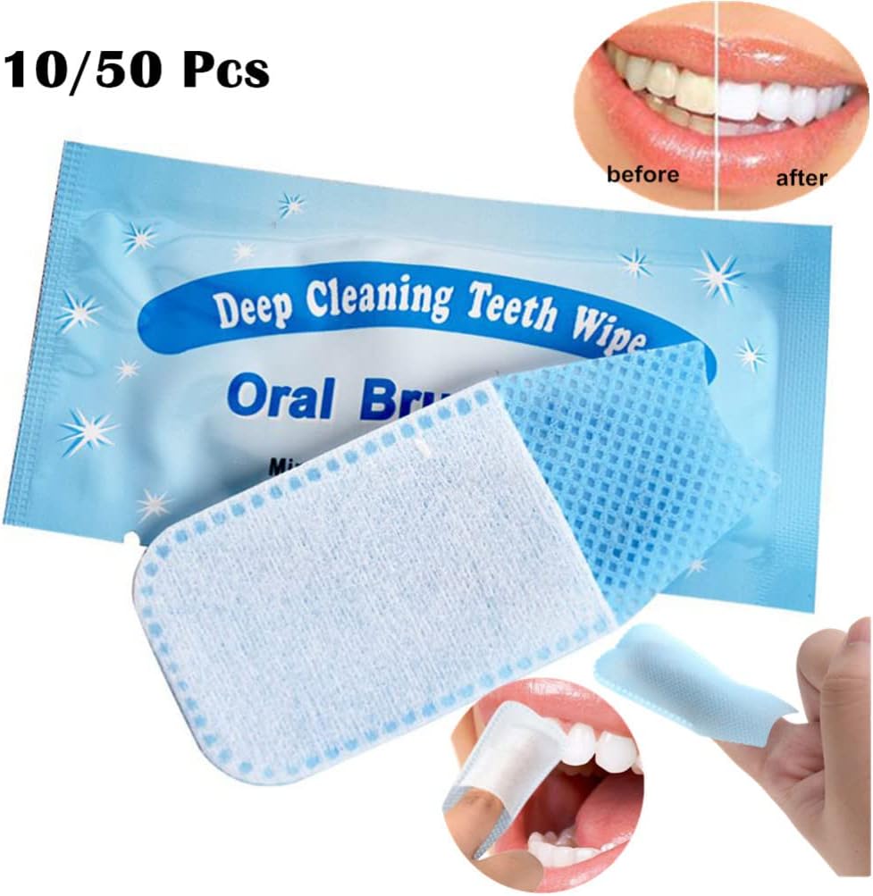 Disposable Deep Cleaning Teeth Wipes Finger Toothbrush Oral Teeth Wipes Finger Wipes Whitening Oral Cleaning Wipe for Oral Brush Ups 5 PCS