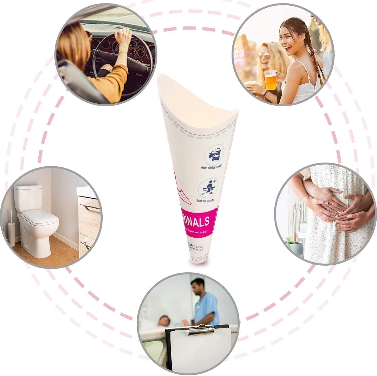 Disposable Female Urinal 40 Pieces of Paper Female Urinal, Suitable for Pregnant Women, Injuries, Travel, Camping, Outdoor Activities