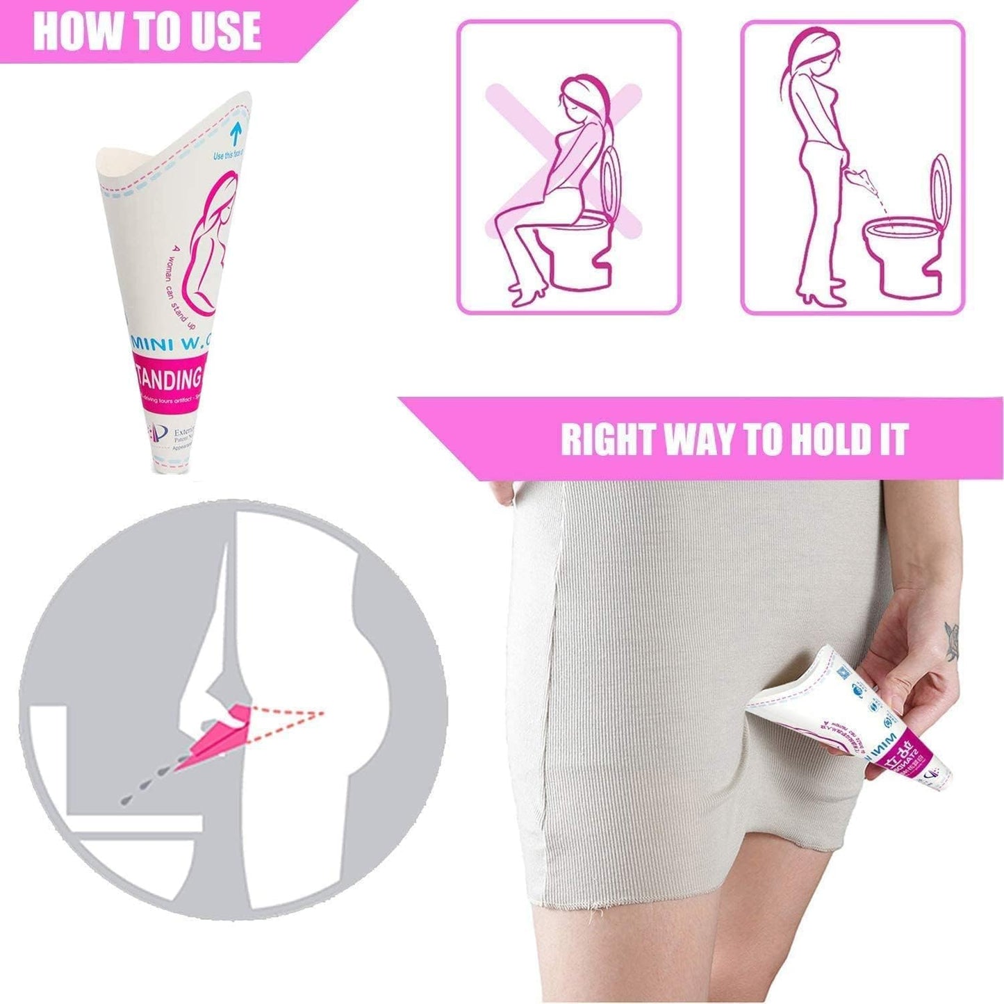 Disposable Female Urinal 40 Pieces of Paper Female Urinal, Suitable for Pregnant Women, Injuries, Travel, Camping, Outdoor Activities