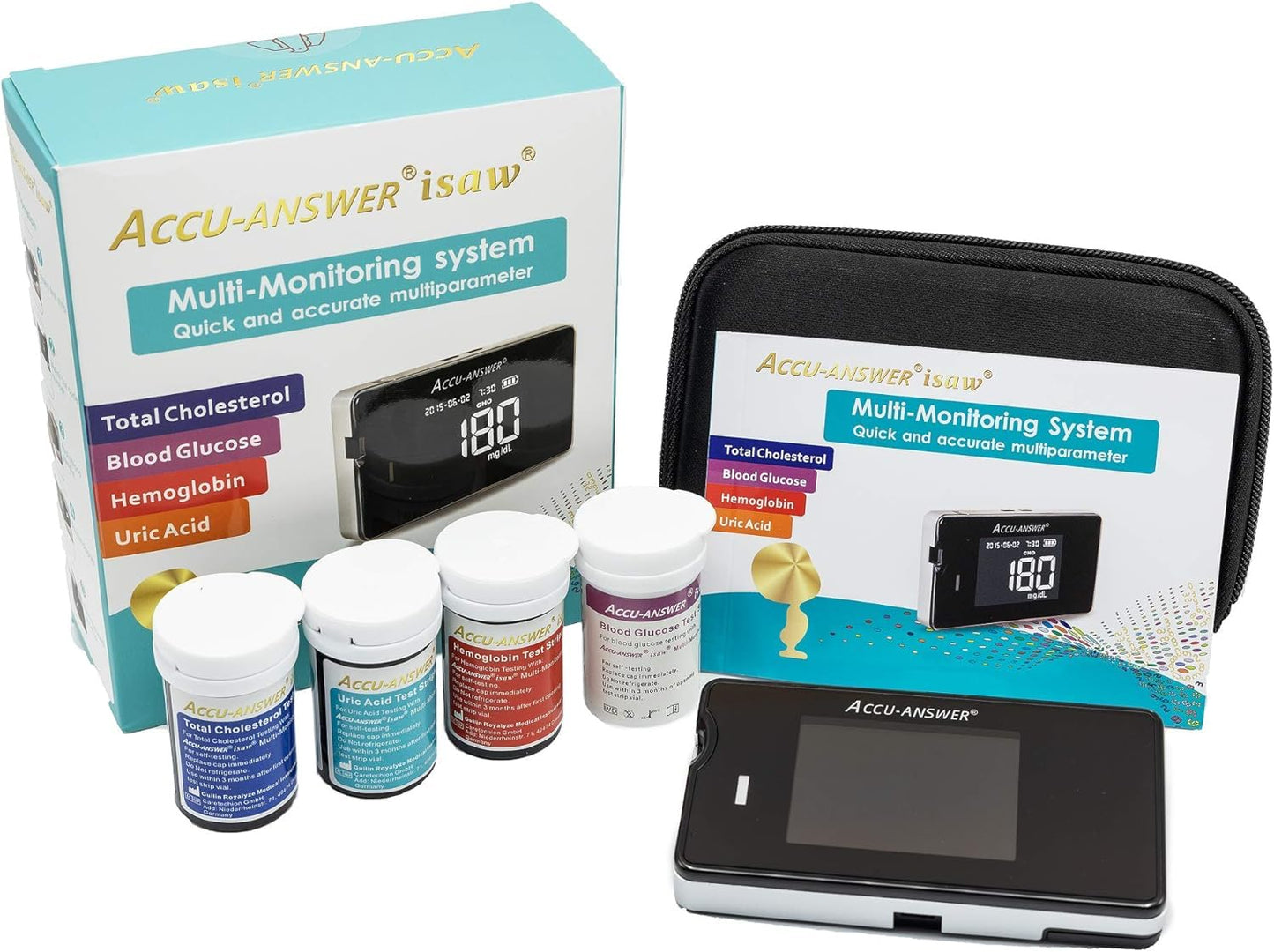 Accu-Answer isaw Multi-Monitoring Device System for Cholesterol - Blood Glucose Level - Hemoglobin - Uric Acid