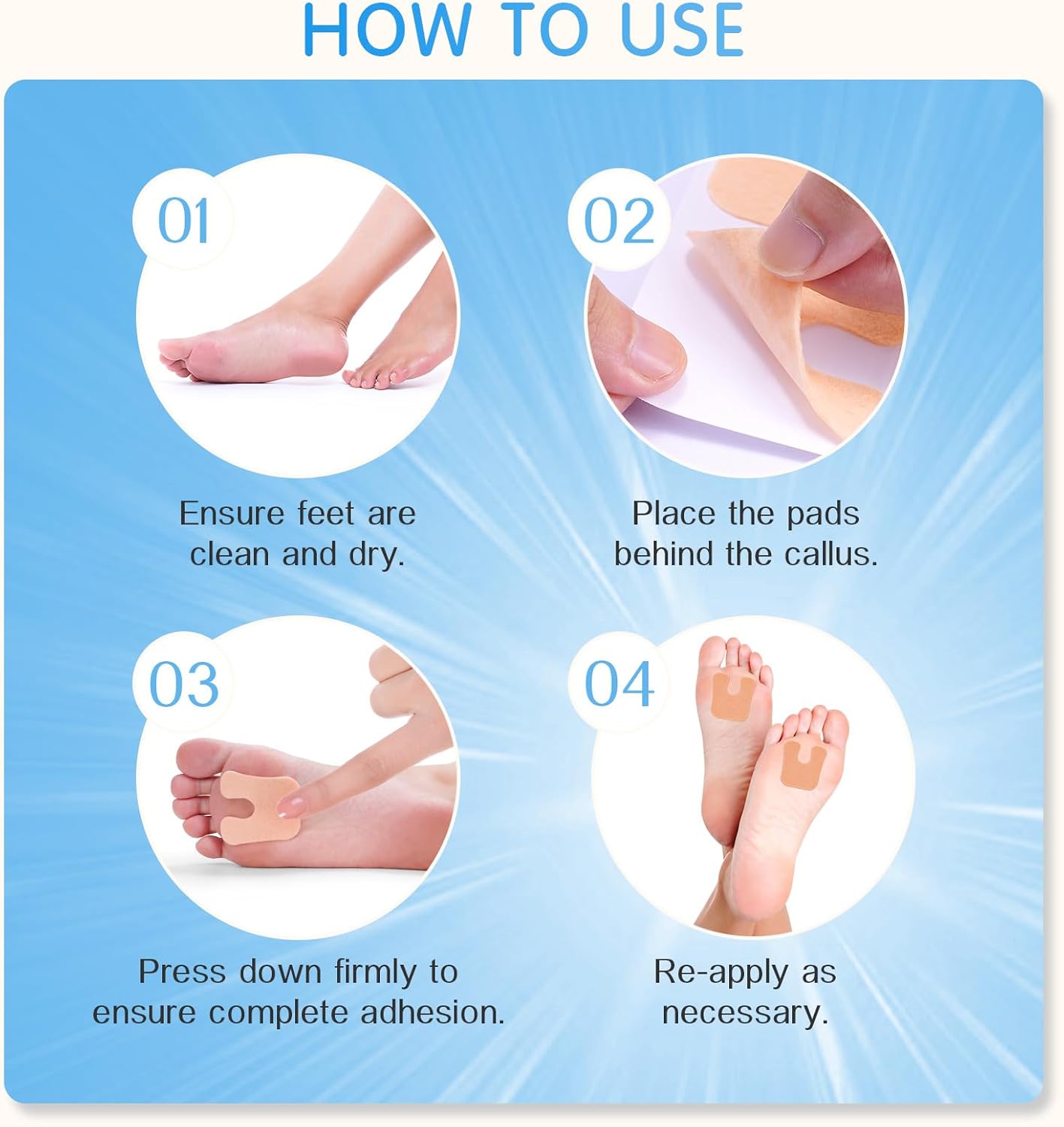 U-Shaped Felt Callus Pads(Pack of 48), Protect Calluses from Rubbing on Shoes