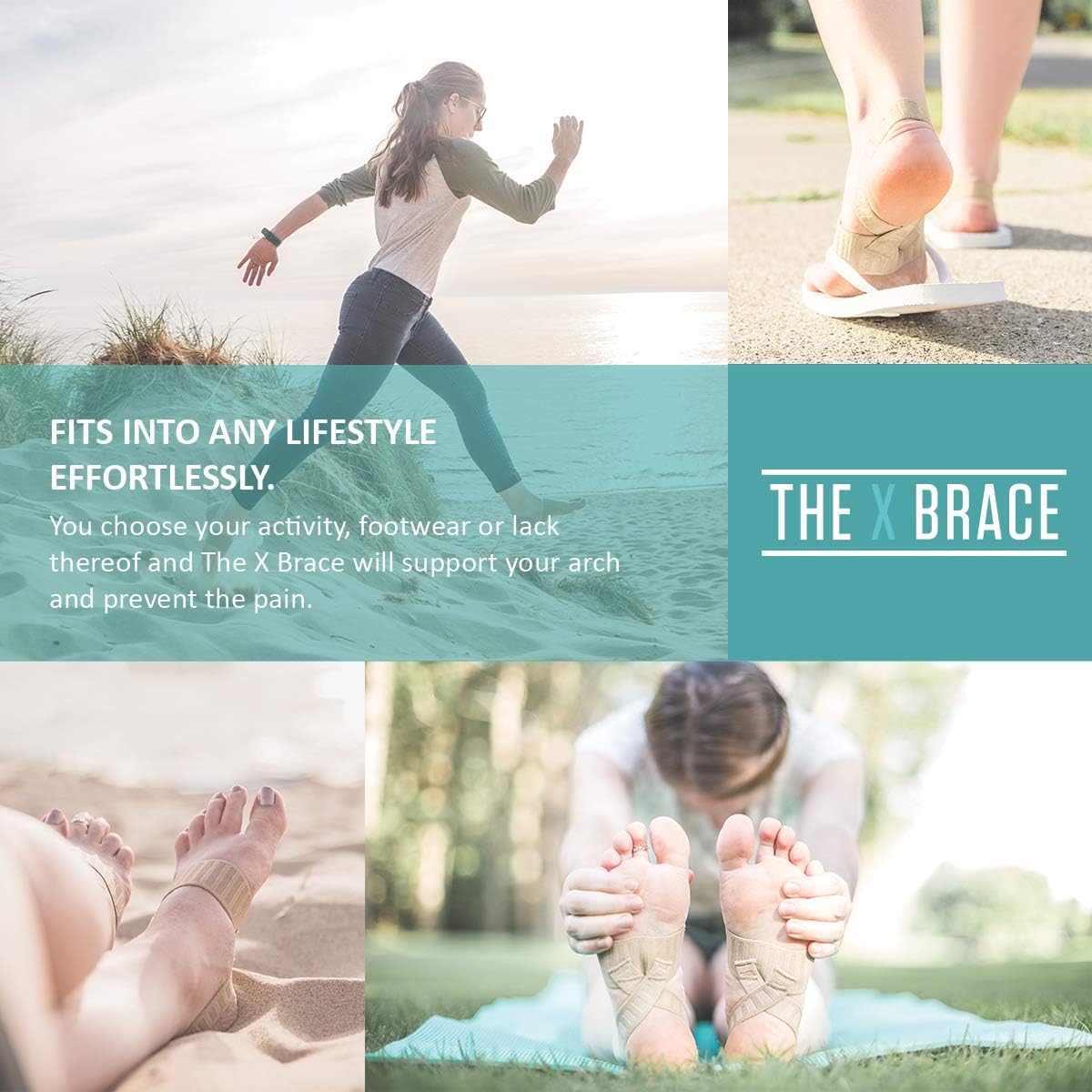 The Original X Brace - Arch Support Brace and Compression for Plantar Fasciitis, Flat Feet, Fallen Arches, Over-Pronation and Heel Pain