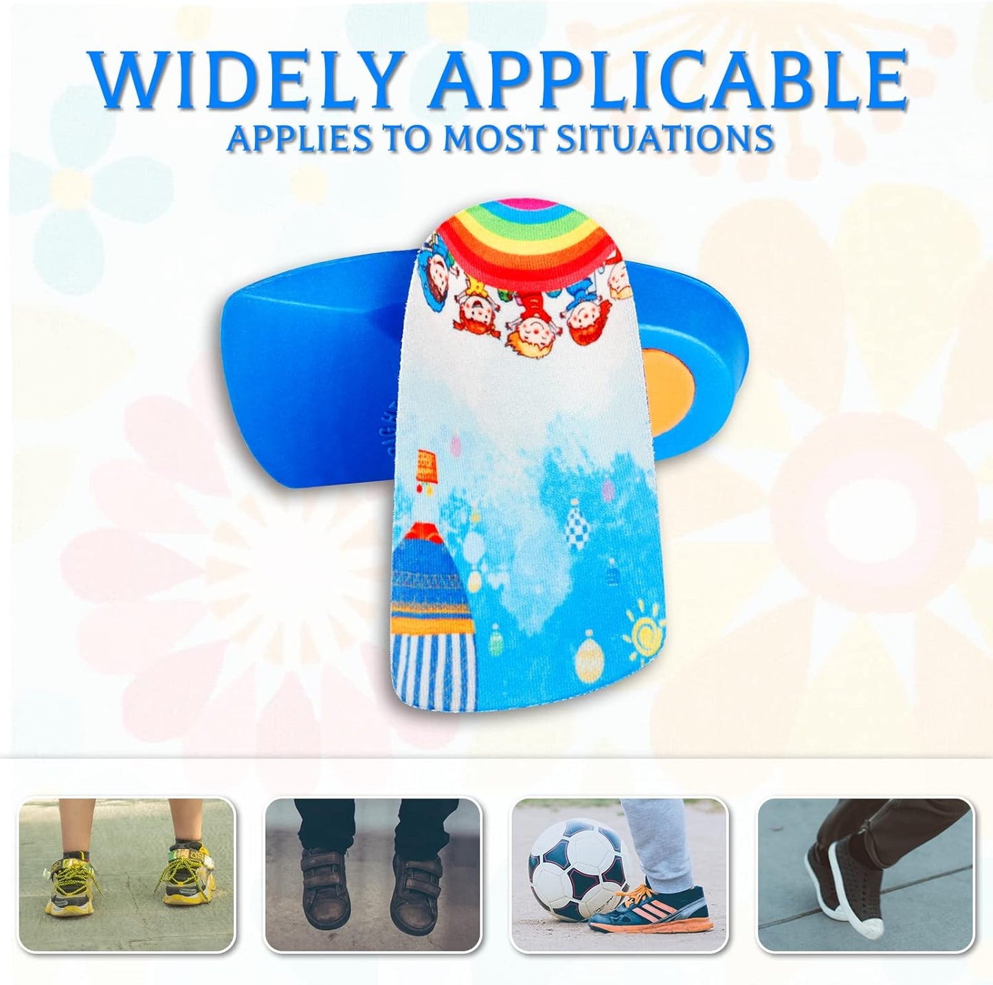 3/4 Length Kids Orthotic Cushioning Arch Support Shoe Insoles for Flat feet, Feet Heel Pain Relief Age 4-11)