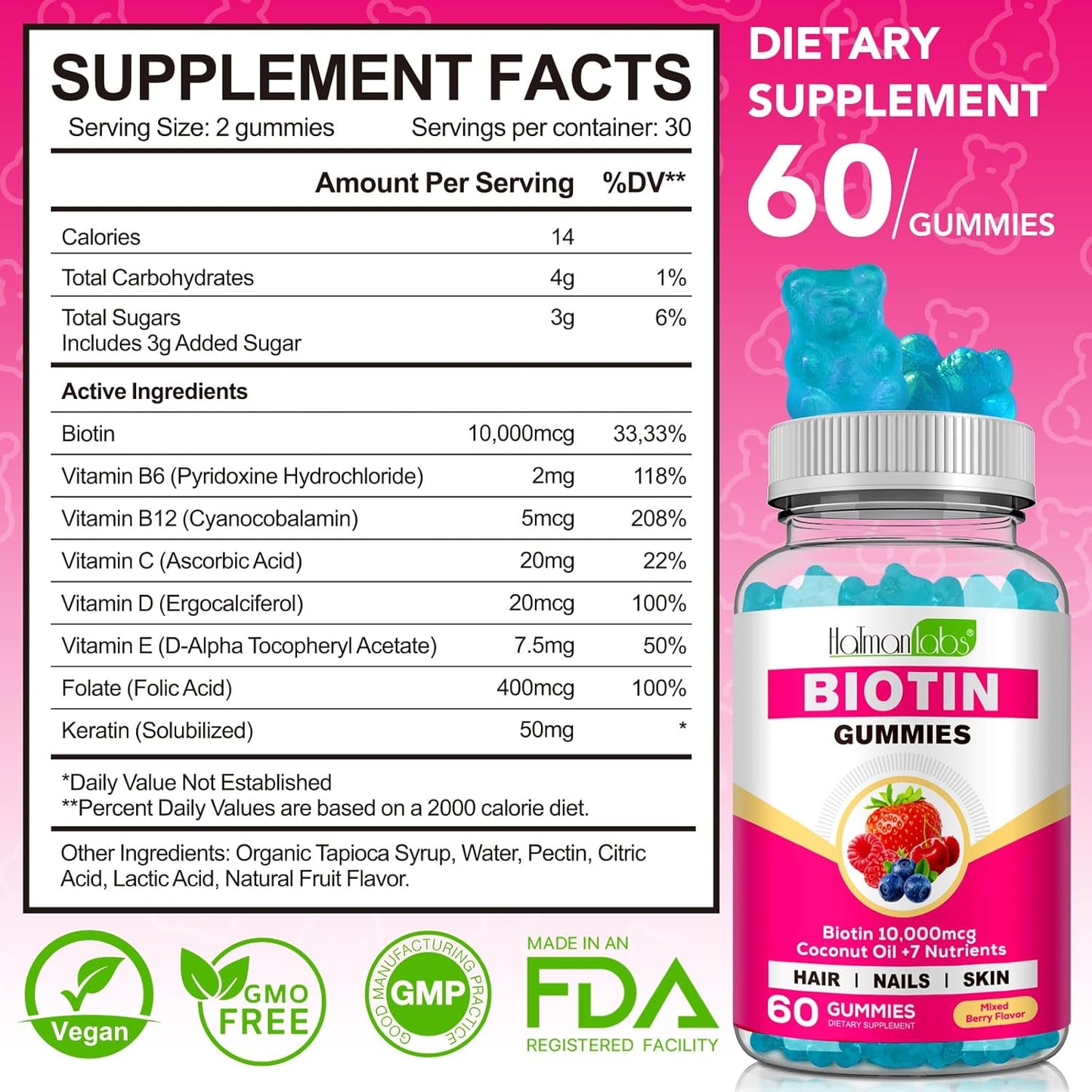 Chewable Biotin Gummies for Skin, Hair & Nails-Hair