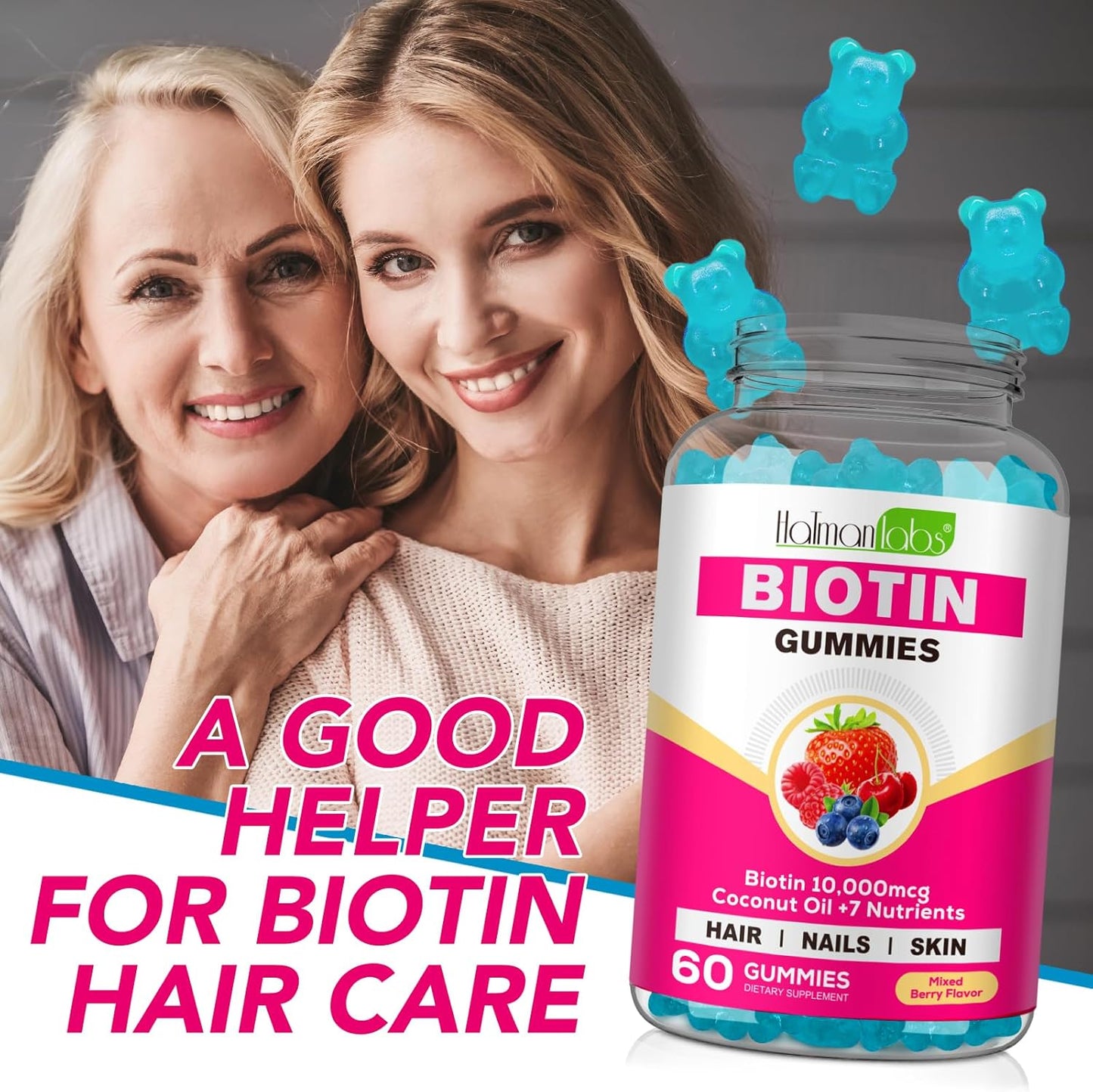 Chewable Biotin Gummies for Skin, Hair & Nails-Hair
