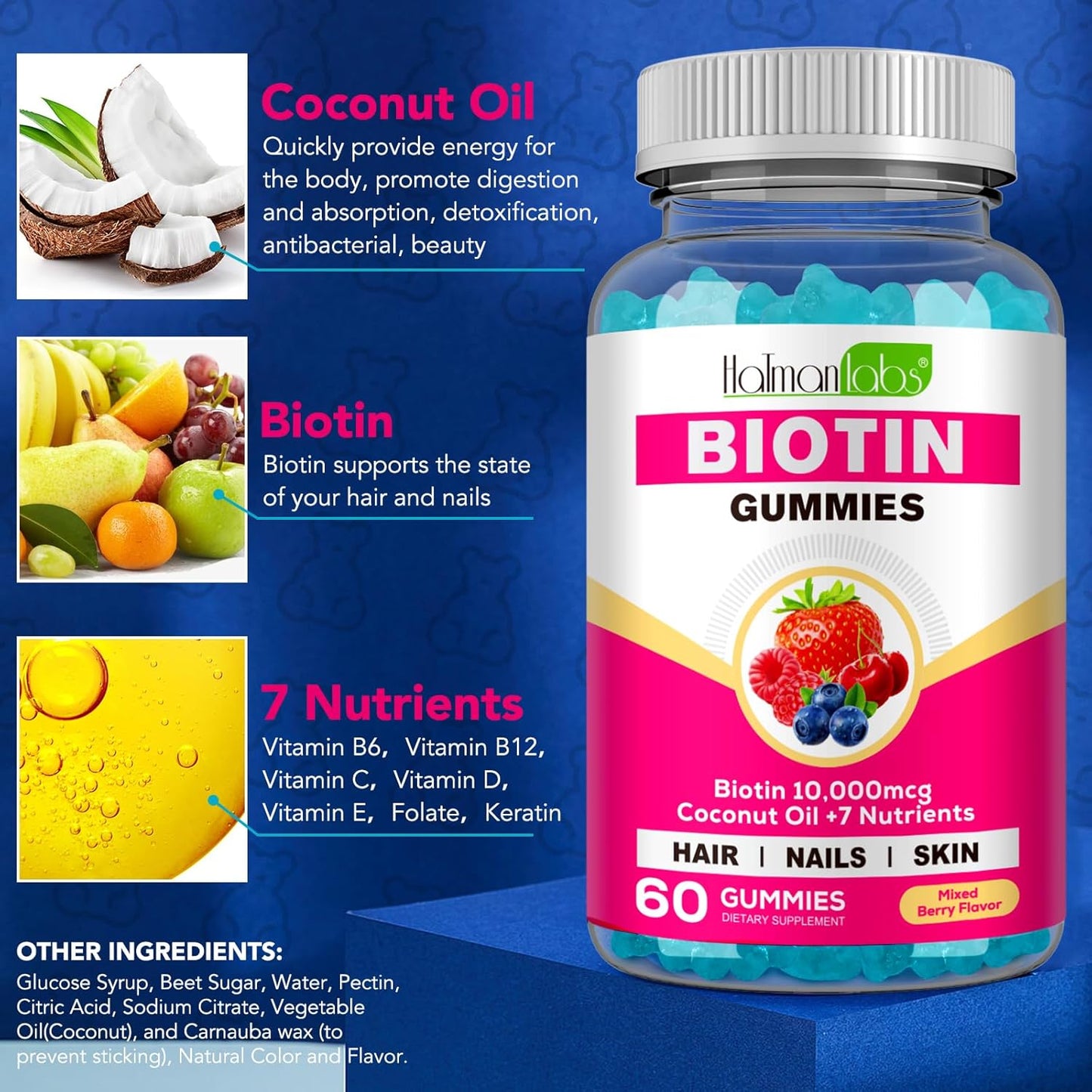 Chewable Biotin Gummies for Skin, Hair & Nails-Hair