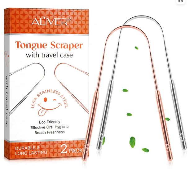 Aliver Tongue scraper C (silver) + C (rose gold) set