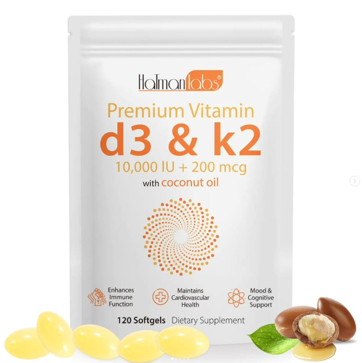 Vitamin D3 K2, 120 Soft gels