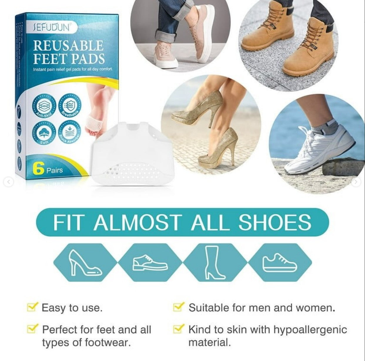 Silicon Reusable Feet Pads 6 Pairs