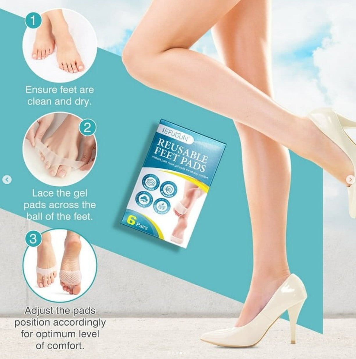 Silicon Reusable Feet Pads 6 Pairs