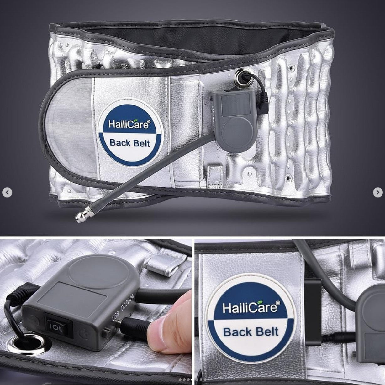 Heating Inflatable Waist Belt for Pain Relief and Back Brace.
