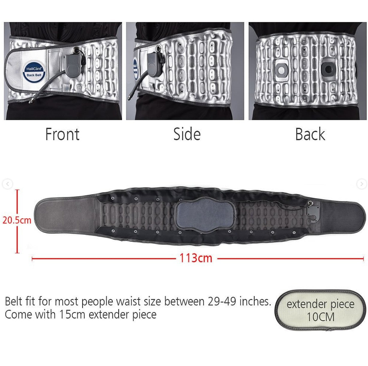 Heating Inflatable Waist Belt for Pain Relief and Back Brace.