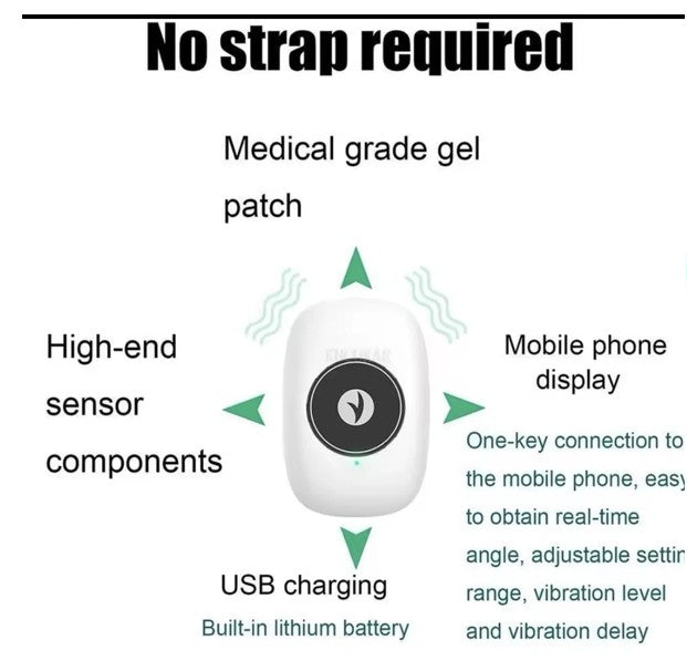 Intelligent Posture Vibration Reminder - Smart Sensor Strapless USB Rechargeable Posture Training Corrector