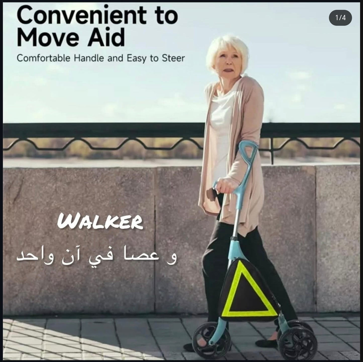 Lightweight Foldable Walking Cane with Wheels and Storage Bag and breaks