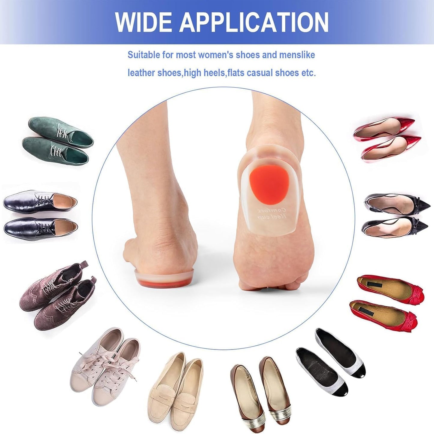 Silicone Heel Cup Pads for Pain Bone Spur Pain Tendon Treatment