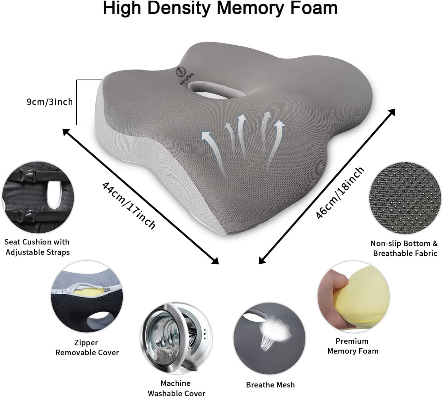 Coccyx Orthopedic Memory Foam Seat Cushion