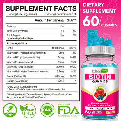 Chewable Biotin Gummies for Skin, Hair & Nails-Hair