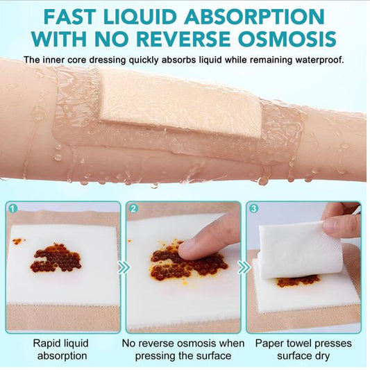 Premium Silicone Foam Dressing 4"x4", Adhesive Waterproof Silicone Bandages with Border, High Absorbent Bed Sore Bandages Wound Care Dressing, 5 Packs