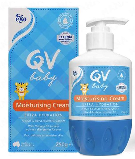 QV Baby Moisturising Cream 250G suitable for sensitive skin, baby eczema and nappy rash
